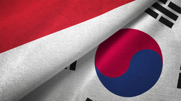 istock South Korea and Indonesia two flags together textile cloth fabric texture 1093215834