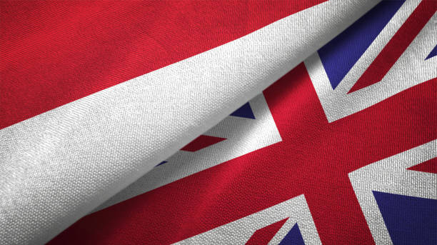 istock United Kingdom and Indonesia two flags together textile cloth fabric texture 1093217114