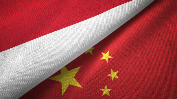 istock China and Indonesia two flags together textile cloth fabric texture 1093217502