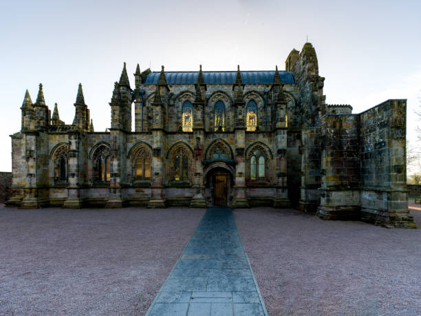 istock Scottish Chapel against the sunlight - glowing through windows 1093220274