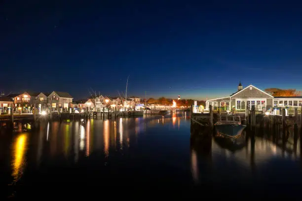 Photo of Harbor of Nantucket Island at Clear Stary Night