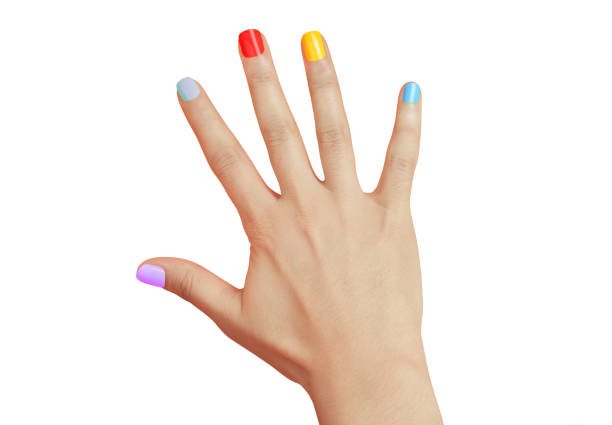 istock Manucured Women Hand with Multi Colored Nail Polish 1093223574
