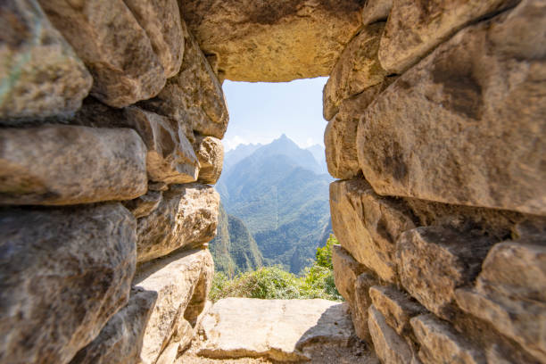 Panoramic view of Machu Picchu on a beautiful sunny day, The Valley of the Incas, Cuzco, Peru. Famous and tourist place in South America