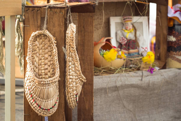 istock Belarusian National ancient shoes - Bast shoes 1093230426