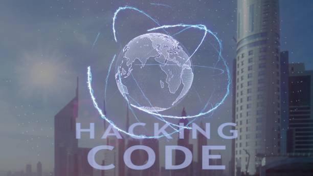 istock Hacking code text with 3d hologram of the planet Earth against the backdrop of the modern metropolis 1093230728