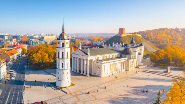 aerial view of vilnius - klaipeda imagens e fotografias de stock