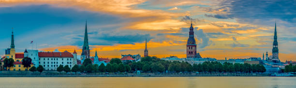 istock Panoramic view on historical district of old Riga city 1093233060