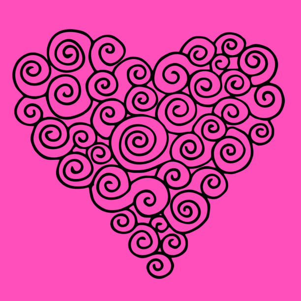 reich verzierte und elegante rosa herzen zum valentinstag. hand-gezeichnete symbol der liebe mit strudeln. hochzeit einladung element. zeichen, objekt, icon-design - ornate swirl heart shape beautiful stock-grafiken, -clipart, -cartoons und -symbole