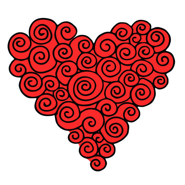 reich verzierte und elegante rote herzen zum valentinstag. hand-gezeichnete symbol der liebe mit strudeln. hochzeit einladung element. zeichen, objekt, icon-design - ornate swirl heart shape beautiful stock-grafiken, -clipart, -cartoons und -symbole