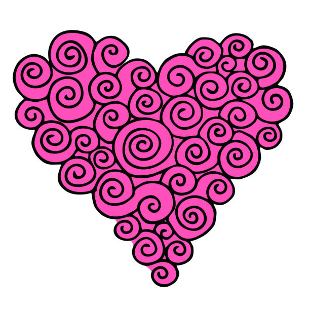 reich verzierte und elegante rosa herzen zum valentinstag. hand-gezeichnete symbol der liebe mit strudeln. hochzeit einladung element. zeichen, objekt, icon-design - ornate swirl heart shape beautiful stock-grafiken, -clipart, -cartoons und -symbole