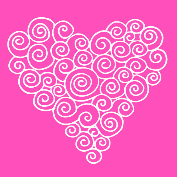 reich verzierte und elegante rosa herzen zum valentinstag. hand-gezeichnete symbol der liebe mit strudeln. hochzeit einladung element. zeichen, objekt, icon-design - ornate swirl heart shape beautiful stock-grafiken, -clipart, -cartoons und -symbole