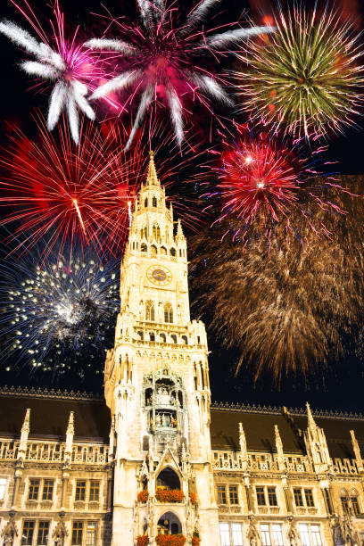istock Fireworks at the illuminated Town Hall of Munich 1093245080
