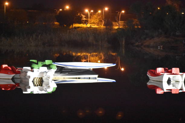 istock Boats in the lake, at night 1093246096