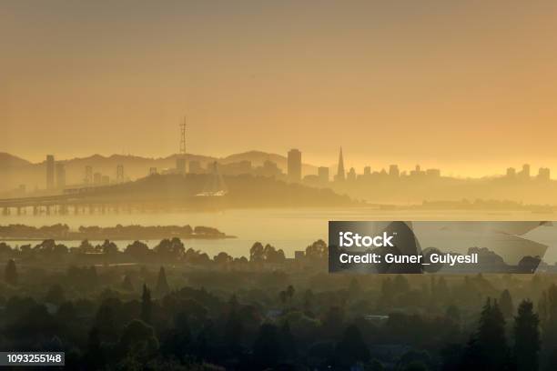 San Francisco Skyline At Sunset Stock Photo - Download Image Now - Berkeley - California, California, University of California San Francisco