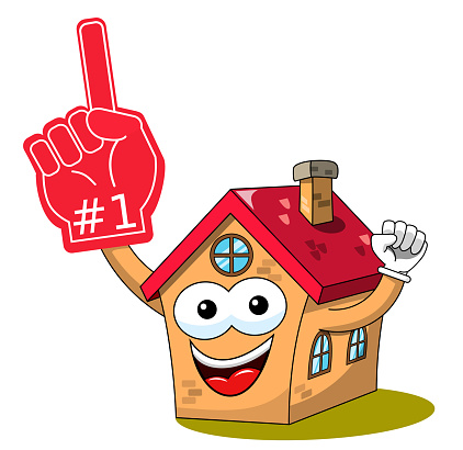 House Home Cartoon Funny Character Fan Supporter Number One Glove Isolated  Stock Illustration - Download Image Now - iStock