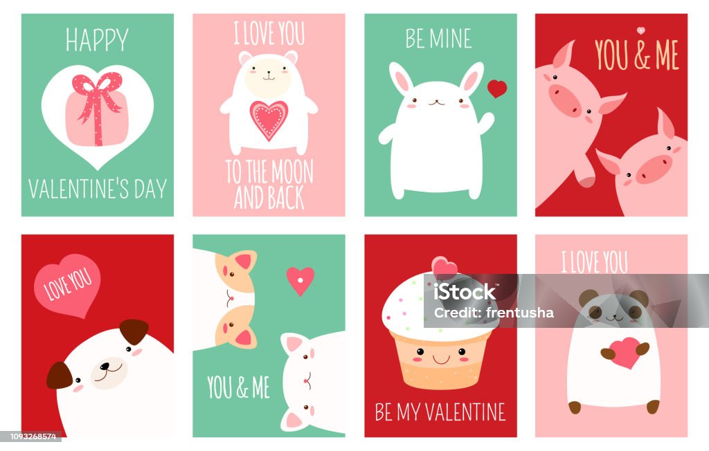 Valentine banner with cute animals Be my Valentine. Valentine's day banner, background, flyer, placard with cute animals. Holiday poster for scrapbooking. Vector template card for greeting, decoration, congratulation, invitation. EPS8 Valentine's Day - Holiday stock vector