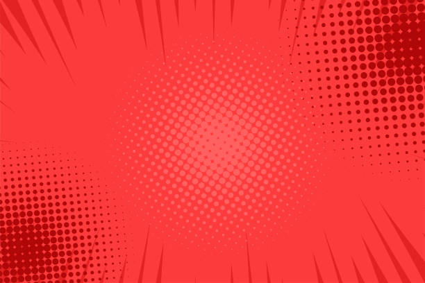 コミック ポップアート ストリップ放射状の背景 - 赤 イラスト点のイラスト素材／クリップアート素材／マンガ素材／アイコン素材
