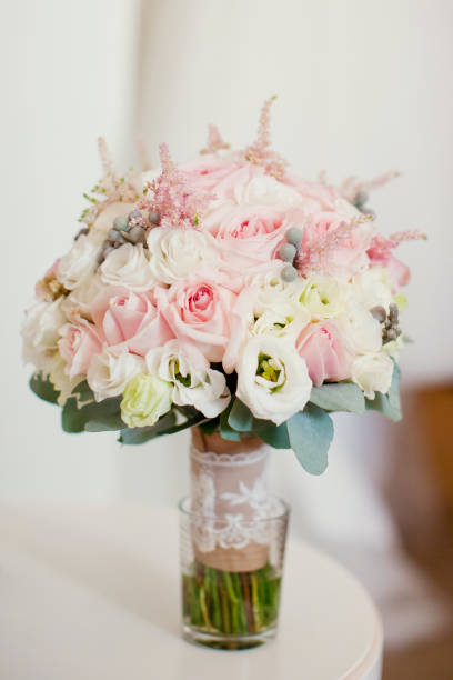 istock wedding bouquet with white and pink flowers 1093276380