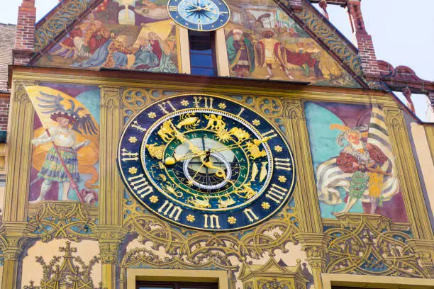 Clock at the Town Hall in Ulm, Baden-Wurttemberg Germany