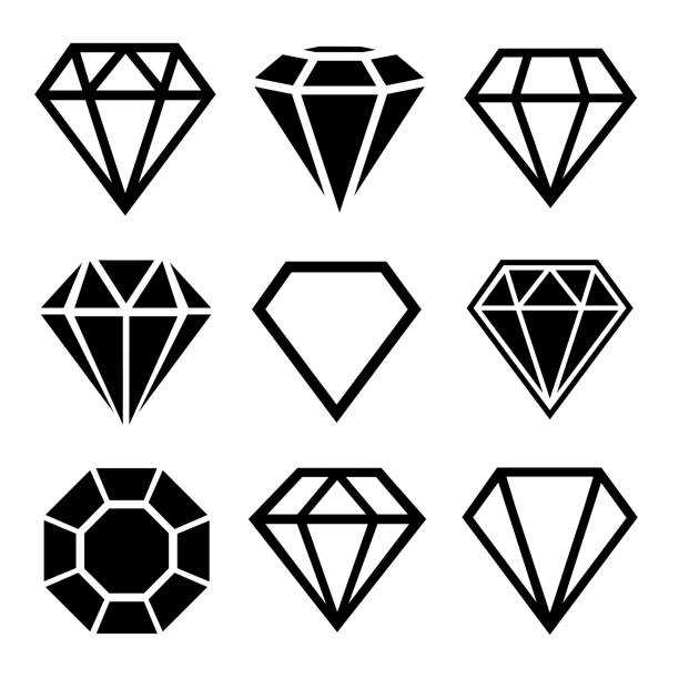 illustrazioni stock, clip art, cartoni animati e icone di tendenza di un set di diamanti in stile piatto - brillante