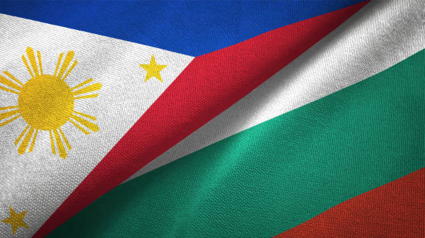 istock Bulgaria and Philippines two flags together textile cloth fabric texture 1093301784