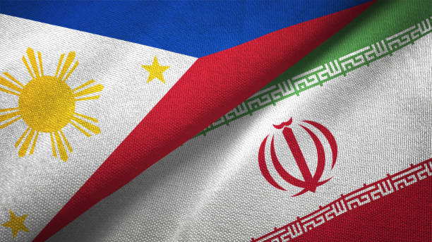 istock Iran and Philippines two flags together textile cloth fabric texture 1093304356