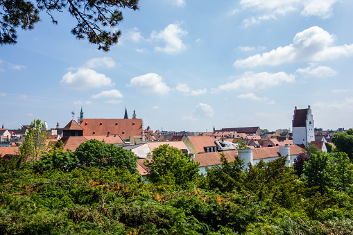 Panorama of Ingolstadt at blue sky in Bavaria, Germany