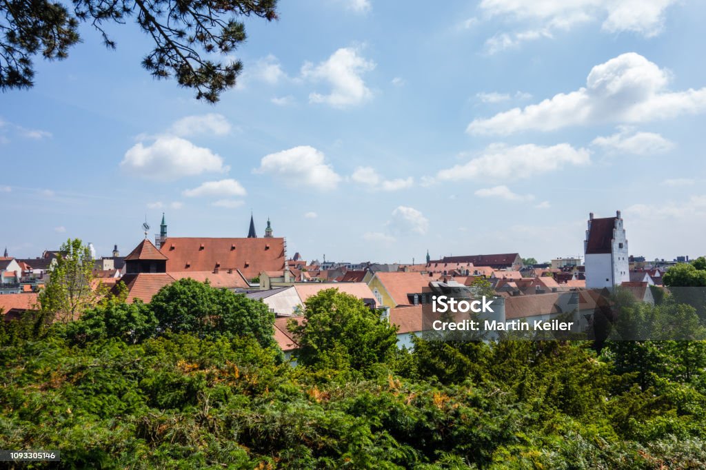 Panorama of Ingolstadt at blue sky in Bavaria, Germany Ingolstadt Stock Photo