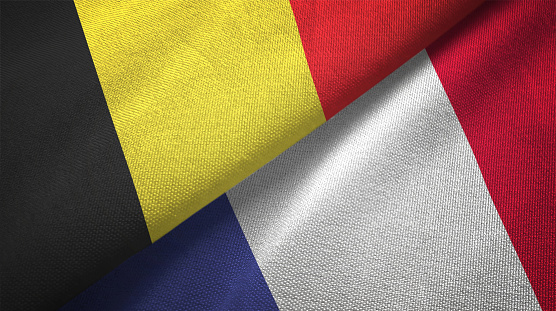 France and Belgium flag together realtions textile cloth fabric texture
