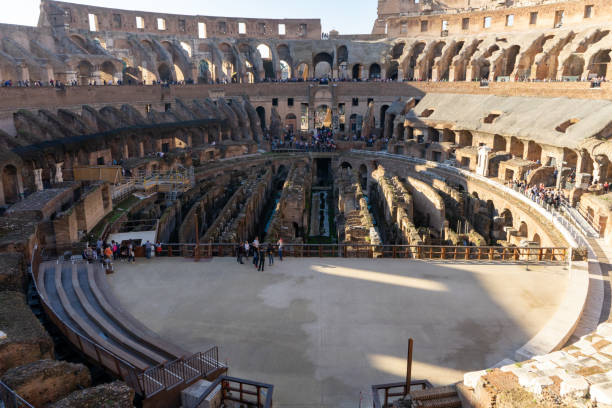 Rome, Italy, November 10, 2018. Inside the Colosseum in Rome, Italy Rome, Italy, November 10, 2018. Inside the Colosseum in Rome, Italy inside the colosseum stock pictures, royalty-free photos & images
