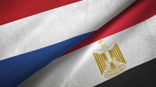 istock Egypt and Netherlands two flags together textile cloth fabric texture 1093317098