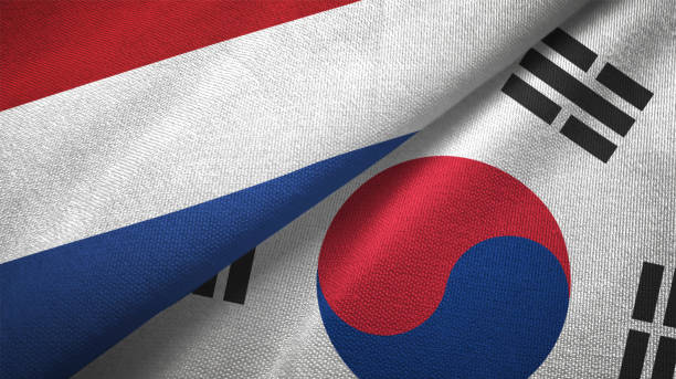 istock South Korea and Netherlands two flags together textile cloth fabric texture 1093317886