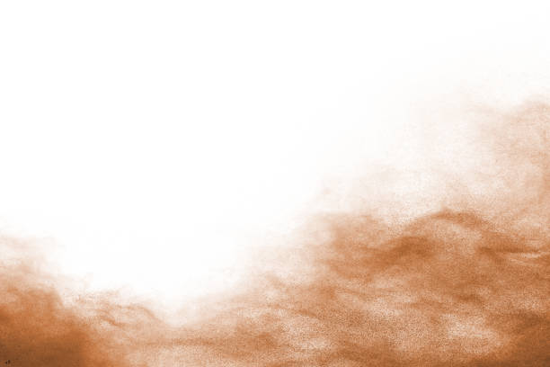 istock Brown color powder explosion on white background. Colored cloud. Colorful dust explode. Paint Holi. 1093320188