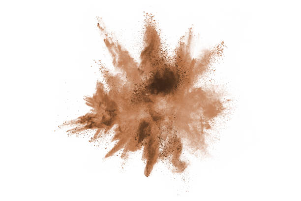 istock Brown color powder explosion on white background. Colored cloud. Colorful dust explode. Paint Holi. 1093320280