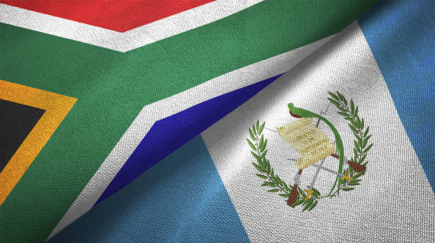 istock Guatemala and South Africa two flags together textile cloth fabric texture 1093324252