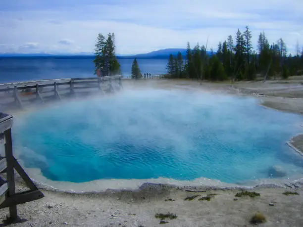 a geyser in the rocky mountains at summer