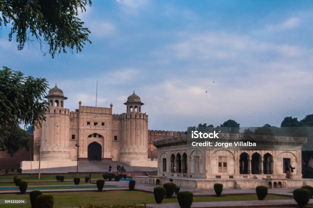 The Lahore Fort, is a citadel in the city of Lahore, Punjab, Pakistan. The Lahore Fort, is a citadel in the city of Lahore, Punjab, Pakistan. The fortress is located at the northern end of walled city Lahore, and spreads over an area greater than 20 hectares. It contains 21 notable monuments, some of which date to the era of Emperor Akbar. Lahore - Pakistan Stock Photo