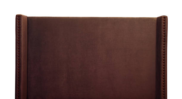 Brown soft velvet bed headboard isolated on white