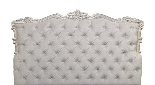 istock Grey velvet bed headboard isolated on white 1093335108