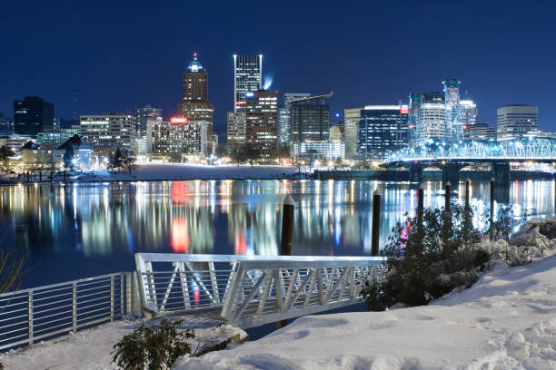 Winter Landscape of Portland Oregon stock photo