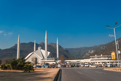 Faisal Mosque is the mosque in Islamabad, Pakistan. Located on the foothills of Margalla Hills in Islamabad, the mosque features a contemporary design consisting of eight sides of concrete shell and is inspired by a Bedouin tent.