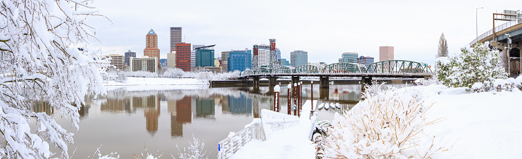 Snowy Landscape of Portland Oregon USA