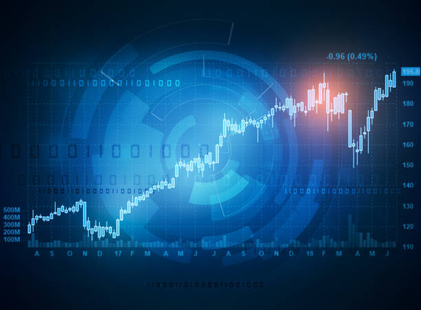 rising stock market chart vector art illustration