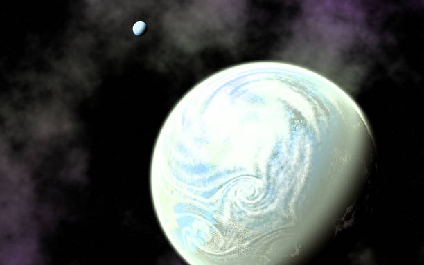 Earth Like Planet and Its Moon Computer generated illustration of an Earth like planet with its blue Moon. extrasolar planet stock illustrations