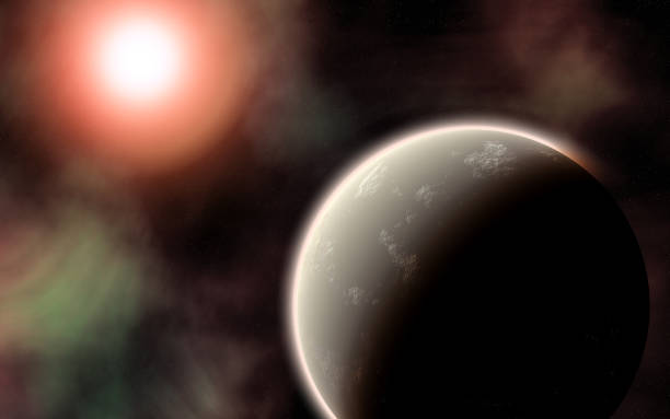 Planet and Its Red Sun Computer generated illustration of an Earth like planet with its old red star as Sun. extrasolar planet stock illustrations