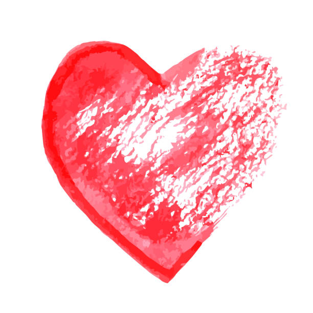 istock Red heart hand painted with brush isolated on white. Grunge destroyed heart vector illustration. Watercolor painting effect. 1093365206