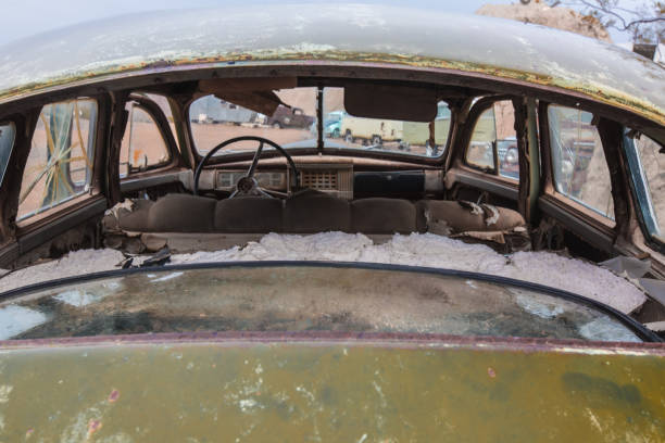 Old vintage vehicles at a ghost town