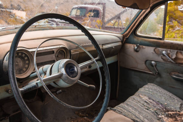 istock Old vintage vehicles at a ghost town 1093369970