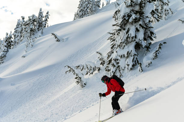 istock Skiing fresh powder in the mountains 1093385366