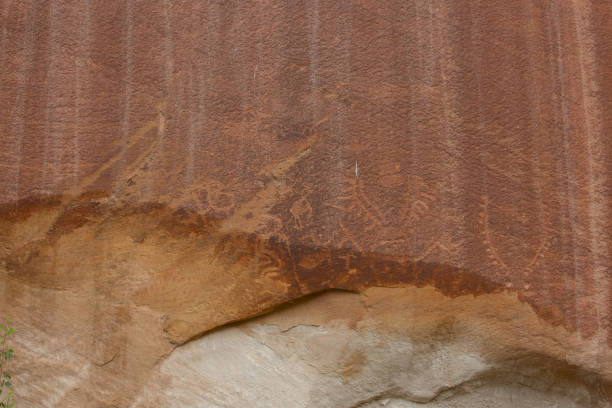 petroglyphs painted and carved on stone